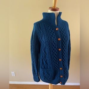 Vintage O'Maille Handknit Fishermen Aran Chunky Cardigan Oversized Sweater Irish